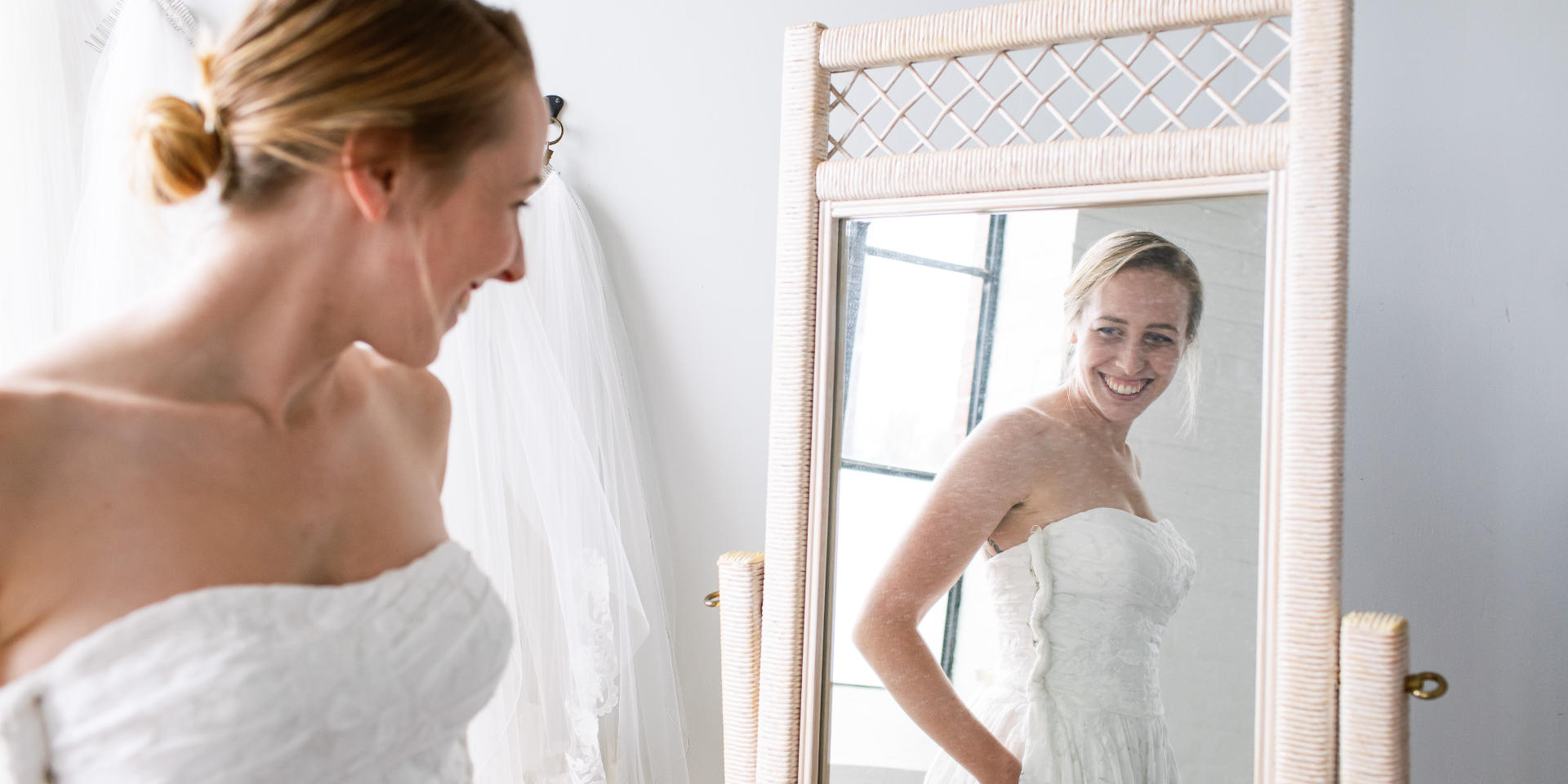 bride in the mirror