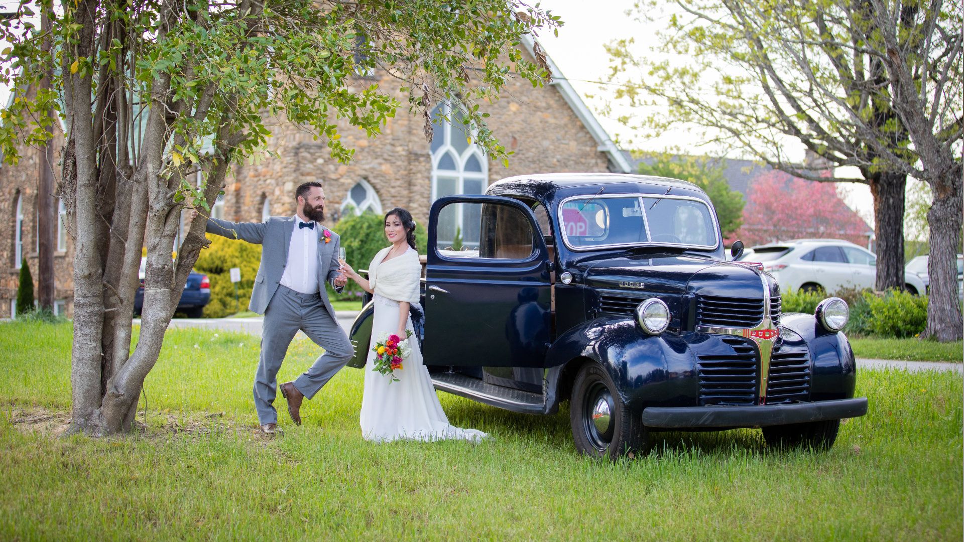 bride in vintage wedding dress